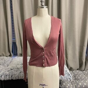 Vintage Anthropologie MOTH dusty Pink cardigan 
1 button missing - pictured